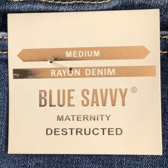 Blue Savvy Maternity Destructed Jeans New With Tags - Picture 5 of 7